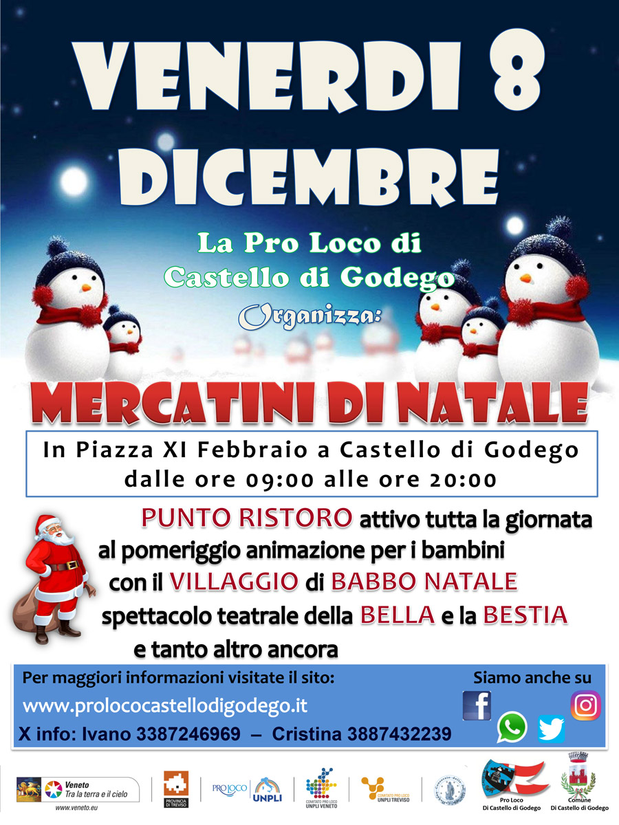 Mercatini Di Natale 8 Dicembre.Mercatini Di Natale Venerdi 8 Dicembre A Godego Unpli Nazionale